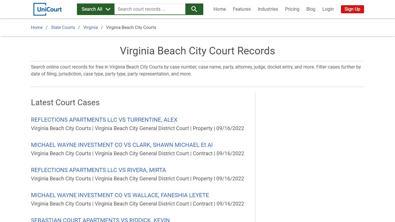 Virginia Beach City Court Records | Virginia | UniCourt